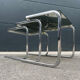 Series of 3 metal and glass nesting tables Space age