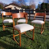 Set of 4 Baumann sled chairs with restored seats