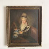 Old portrait of a woman from the Empire period (circa 1820) 54X64cm