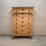 High empire chest of drawers in solid raw oak