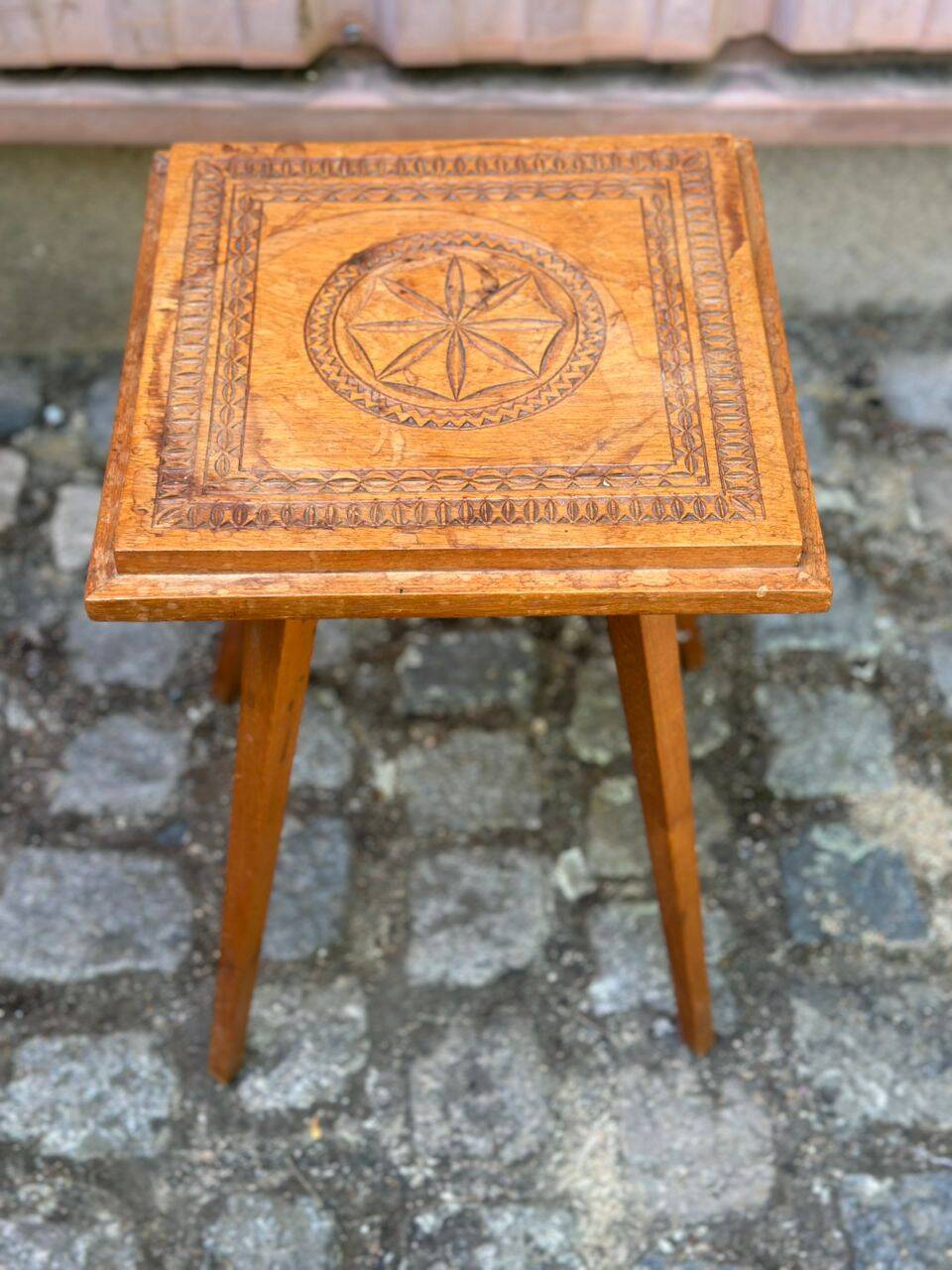 2 solid wood bedside tables carved from the 1950s.