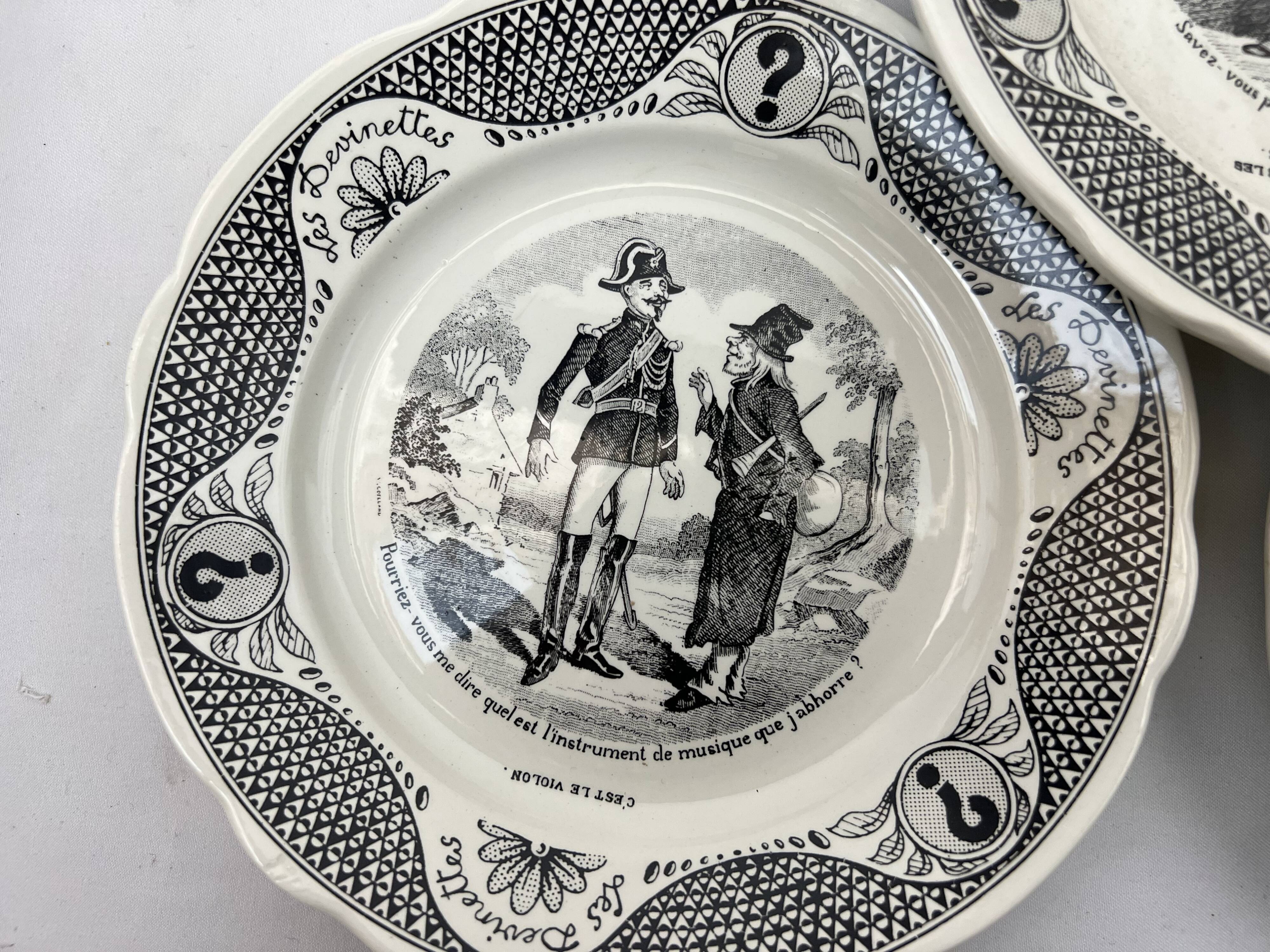 10 talking dessert plates on the theme of riddles Sarreguemines