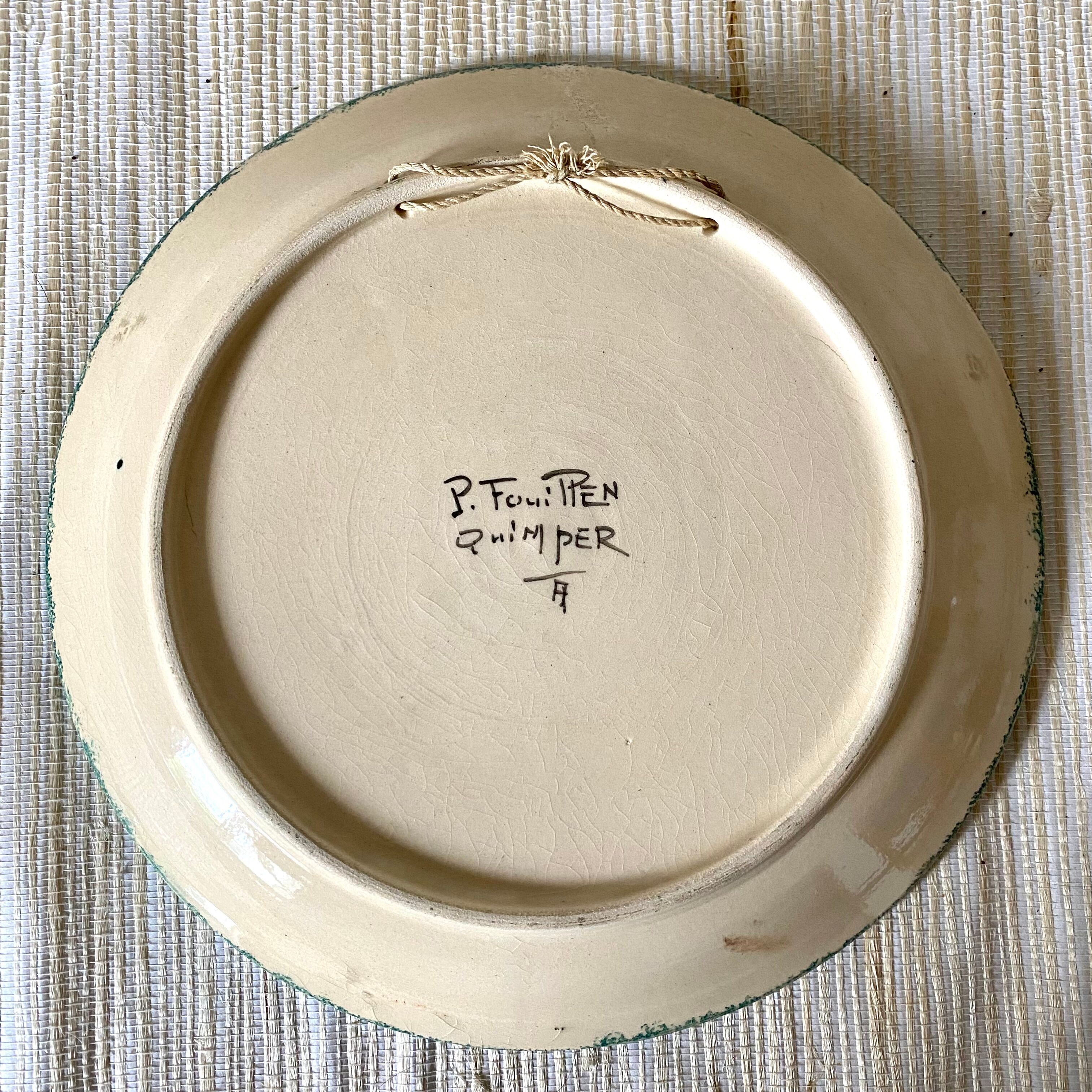 Paul Fouillen plate in Quimper earthenware