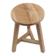 Oak stool with round seat and three legs, minimalist stool with tr