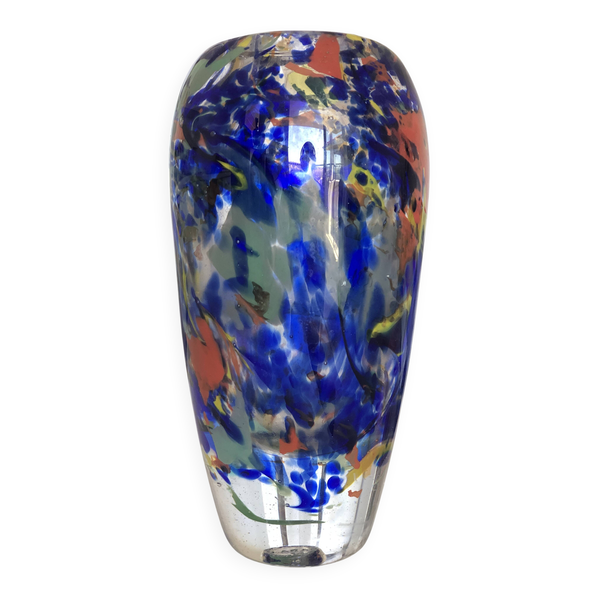Vase en verre soufflé Verrerie de Biot – Pièce artisanale signée
