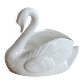 Vintage white porcelain swan cache-pot