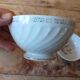 Set of 3 white and gold antique bowls - porcelain cups