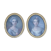 Paire de portraits en pastels