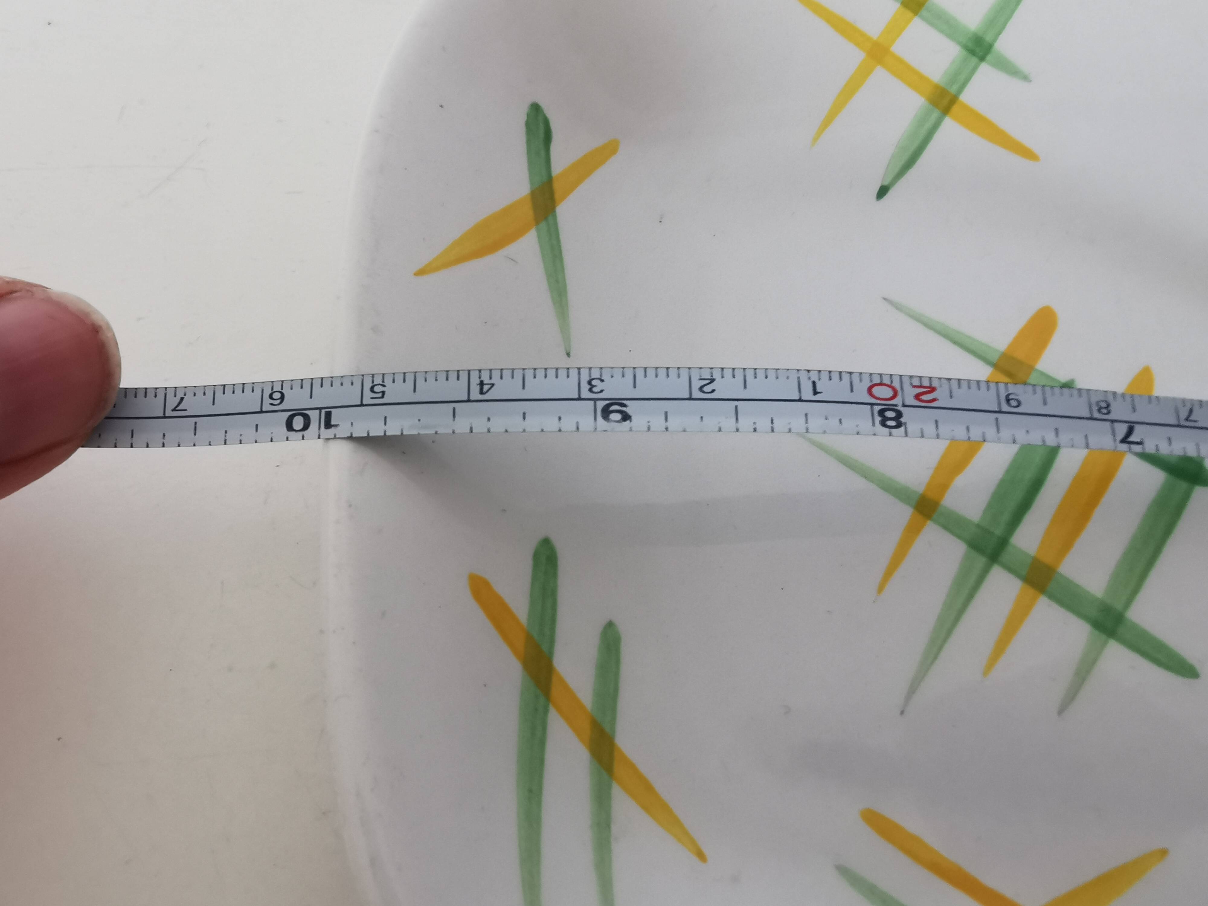 Lunéville rectangular dish/dish with green and yellow geometric pattern