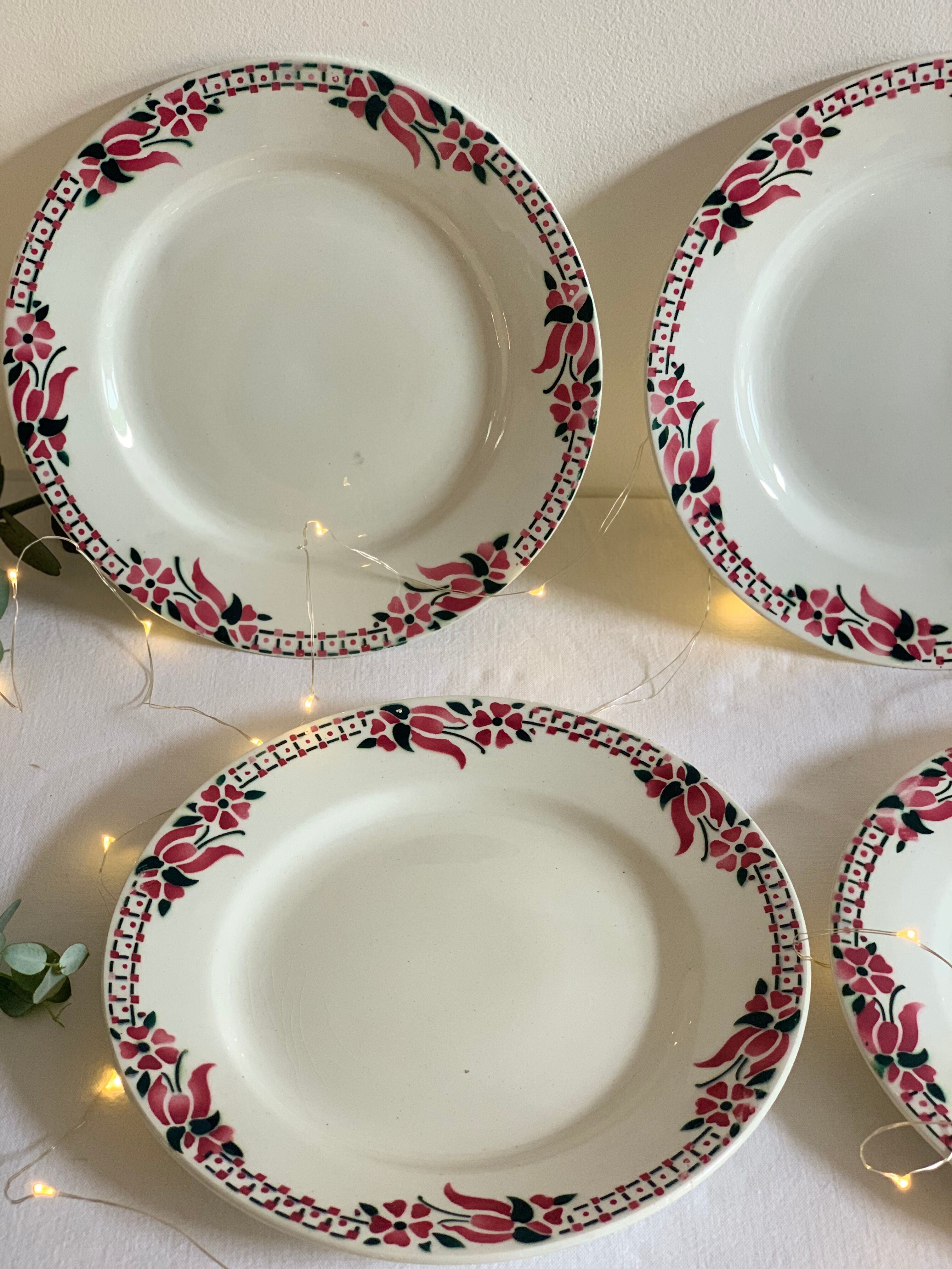 4 céranord plates with flowers