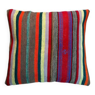 Vintage Turkish Kilim Cushion Cover , 60 x 60 cm