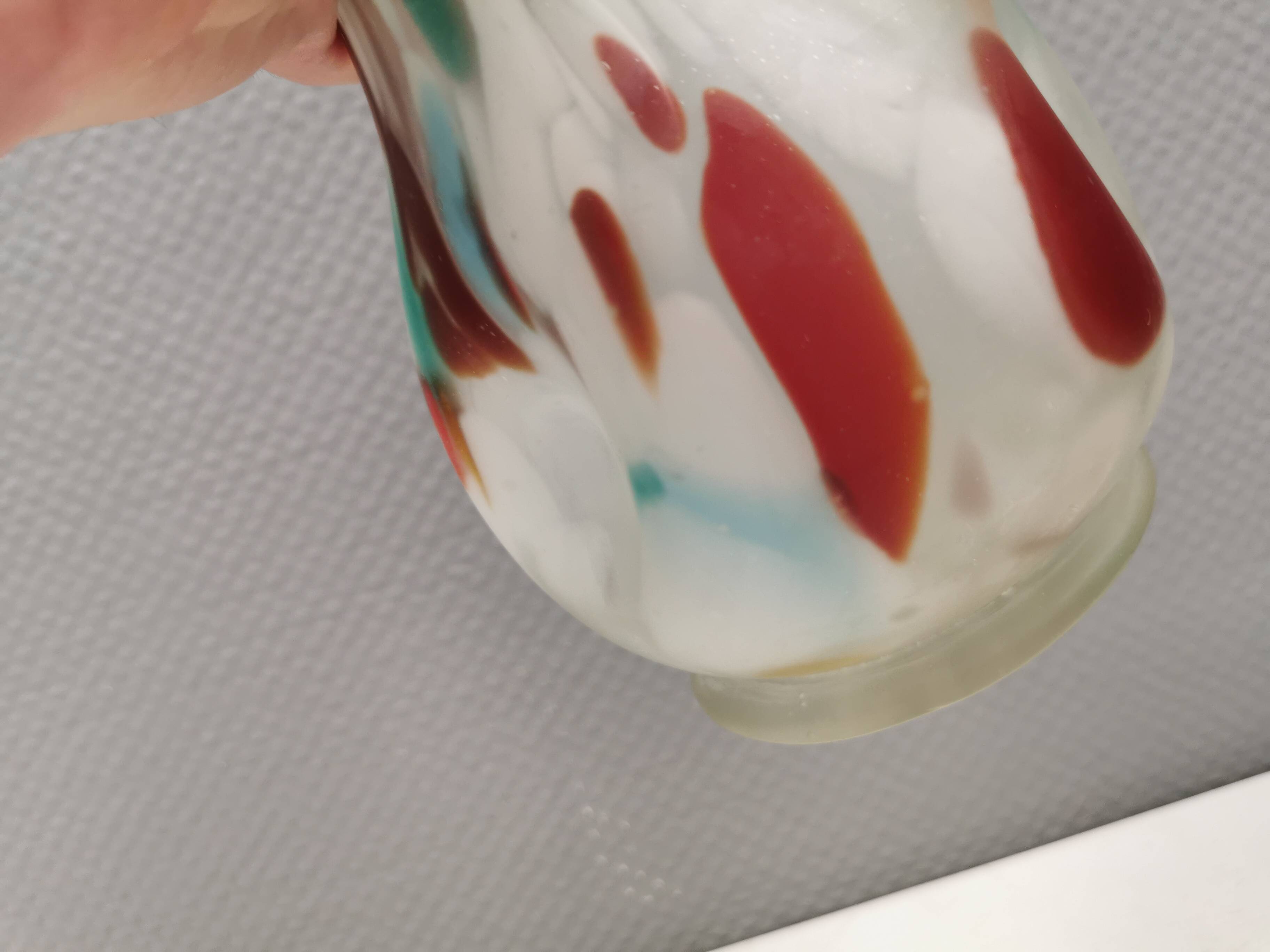 Vintage Seguso Venezia Harlequin style glass vase Italy 1970-80s.