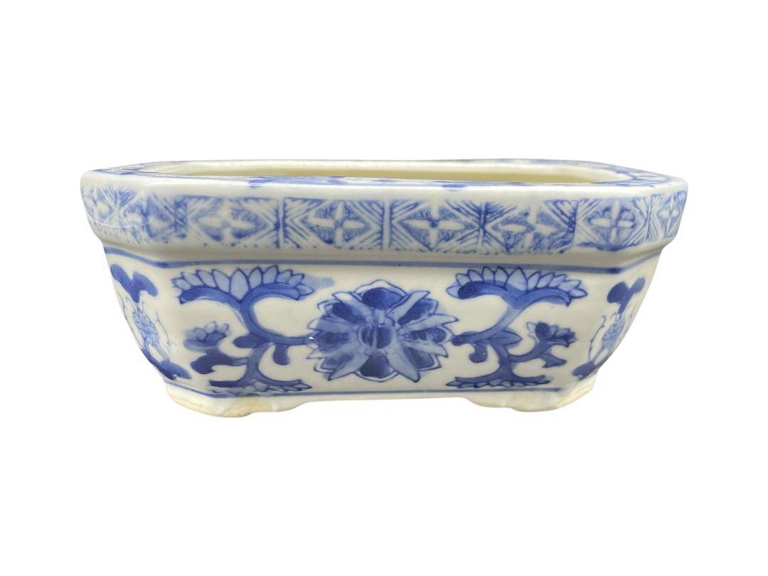 Chinese decorative planter - blue and white - vintage rectangular pot