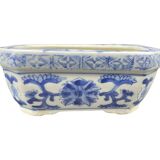 Chinese decorative planter - blue and white - vintage rectangular pot