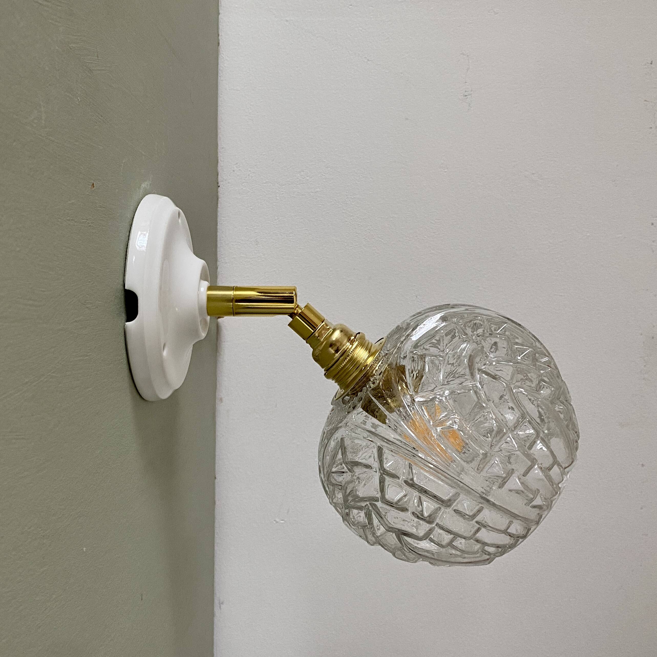 Vintage moulded glass globe wall light