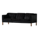 Mogens Hansen, mid-century 3-seater sofa, patinated black leather, 1970s.