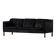 Mogens Hansen, mid-century 3-seater sofa, patinated black leather, 1970s.