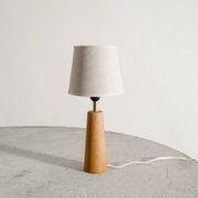 Finnish Mid Century Wooden Brass Desk Table Lamp, 1950s