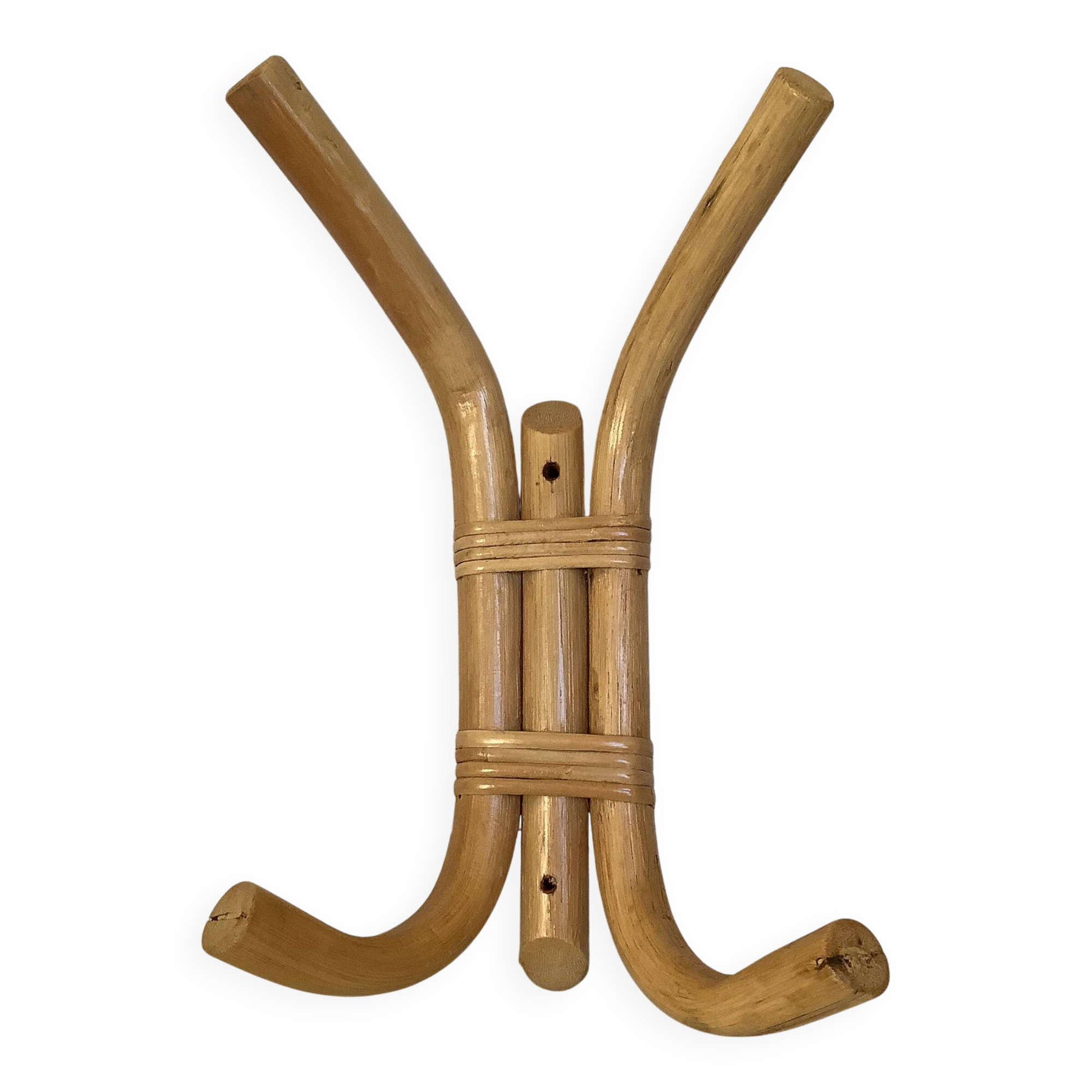 Wall-mounted bamboo coat rack