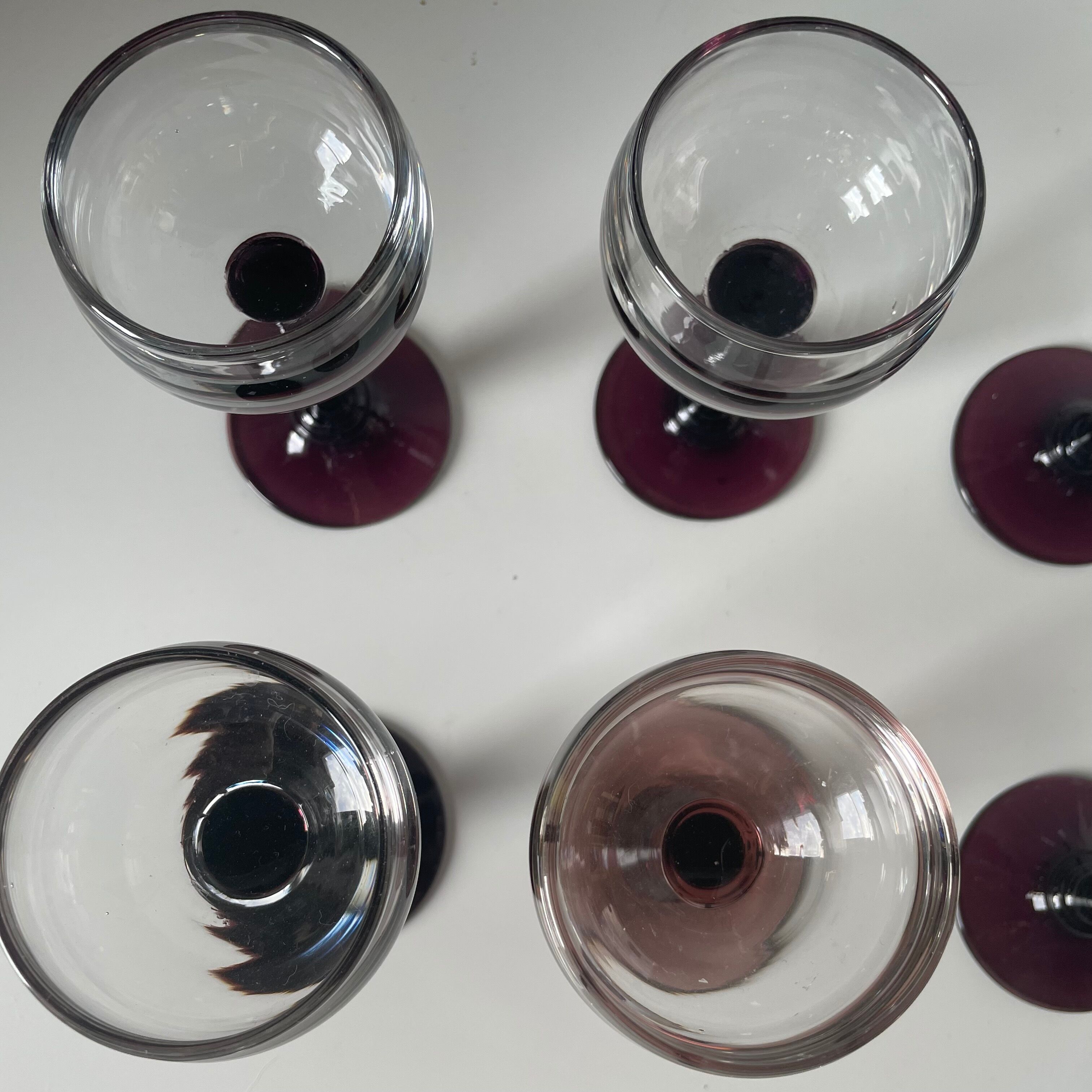 Set of 6 antique stemmed glasses