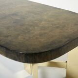 Brutalist Belgian dining table in resin and brass from around 1970.