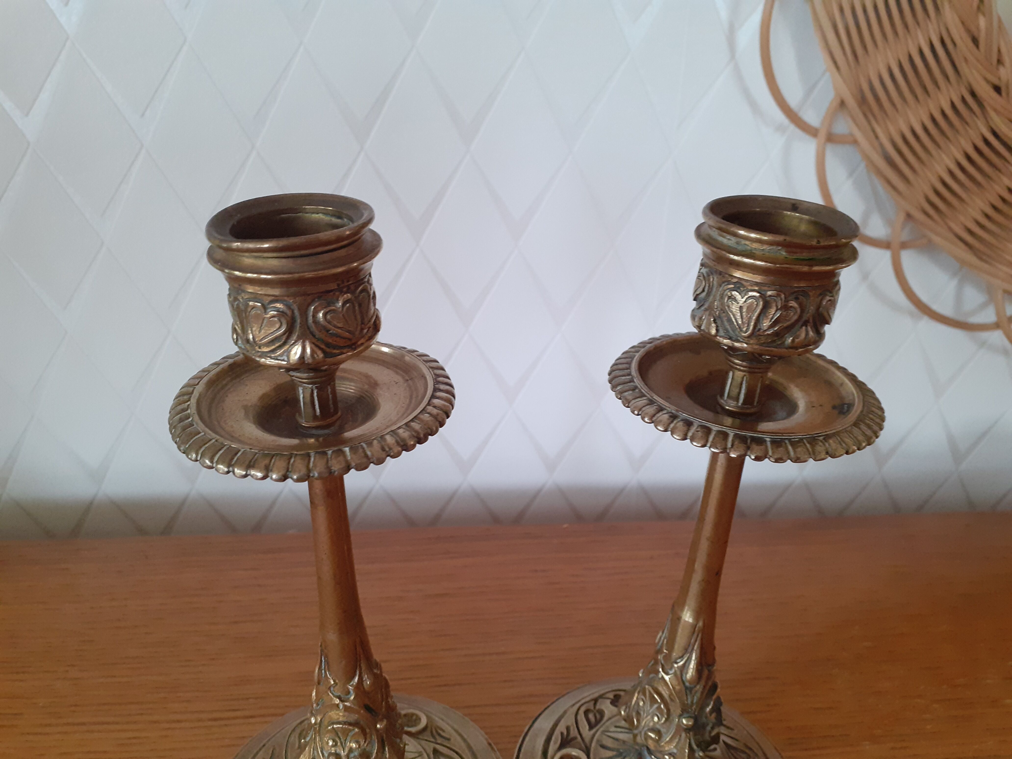 Pair of antique candle holders