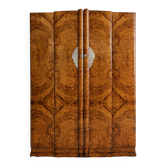 Art Deco wardrobe from the 1930s with walnut burl veneer, 4 doors and storage.