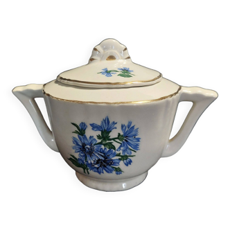Earthenware sugar bowl Orchies chicory flower decoration