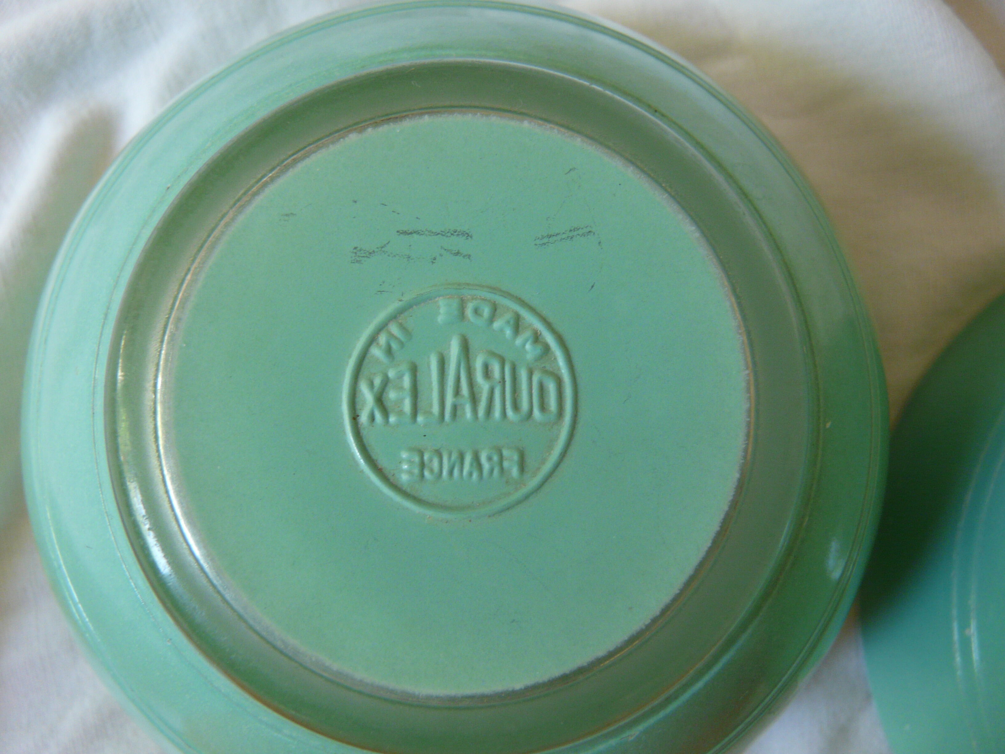 4 green and orange bowls duralex 70s