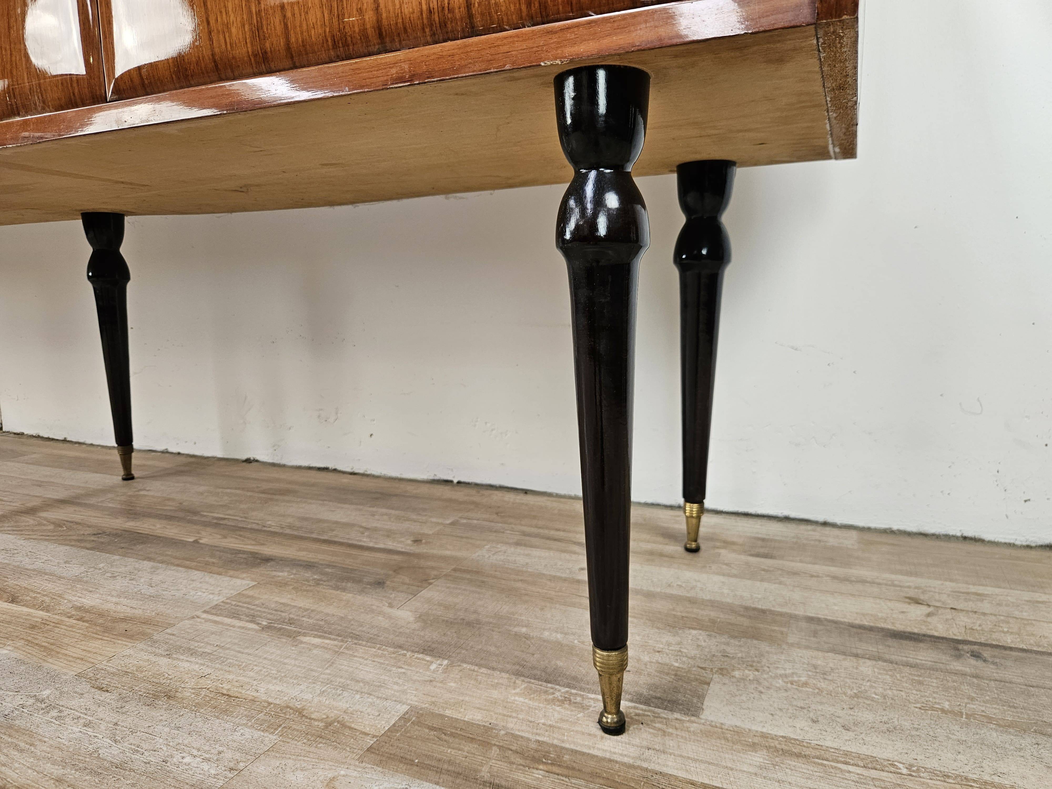 Mid-century 1960s mahogany sideboard with glass top