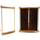 Leonardo Mosso 2 palisander and brass table lamps, Italy 1970s