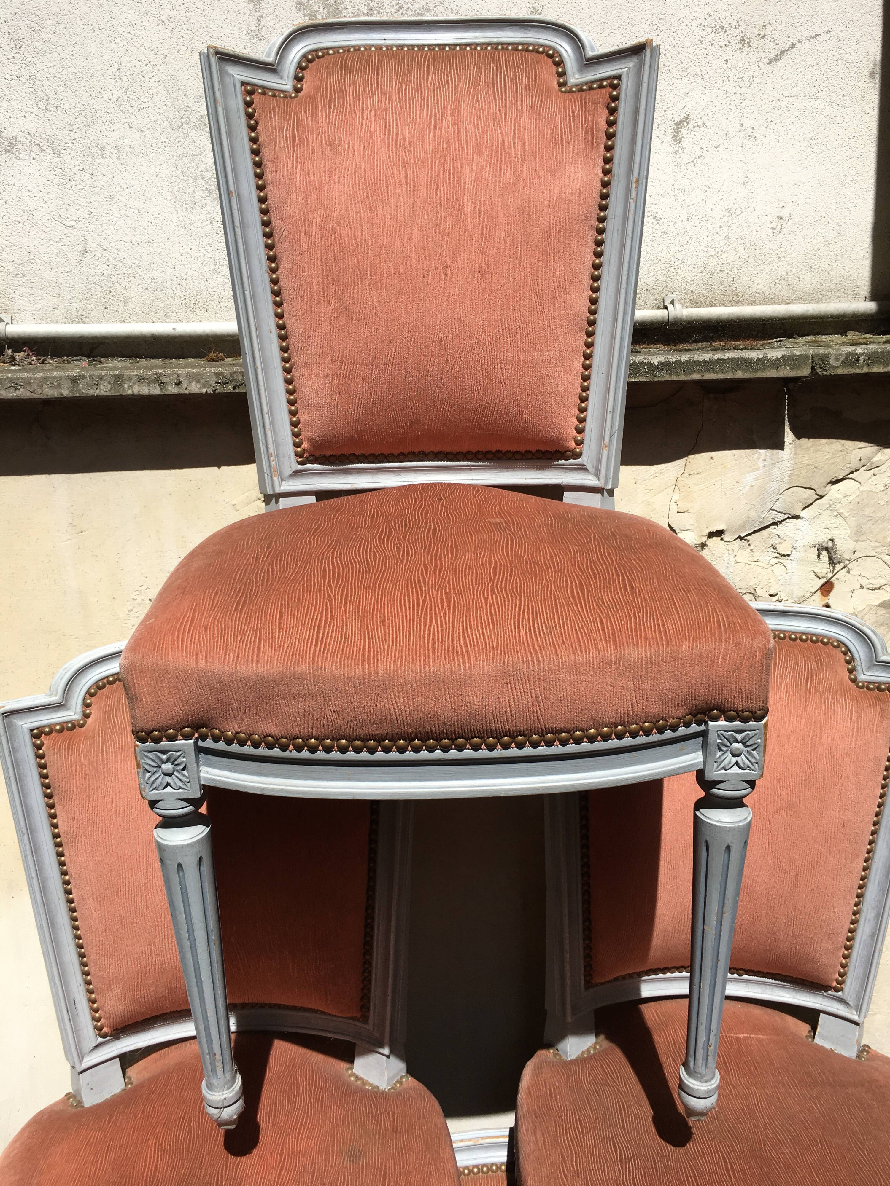 Series of 6 chairs XXeme style Louis XVI