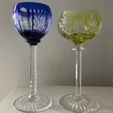 Pair of cut crystal wine glasses