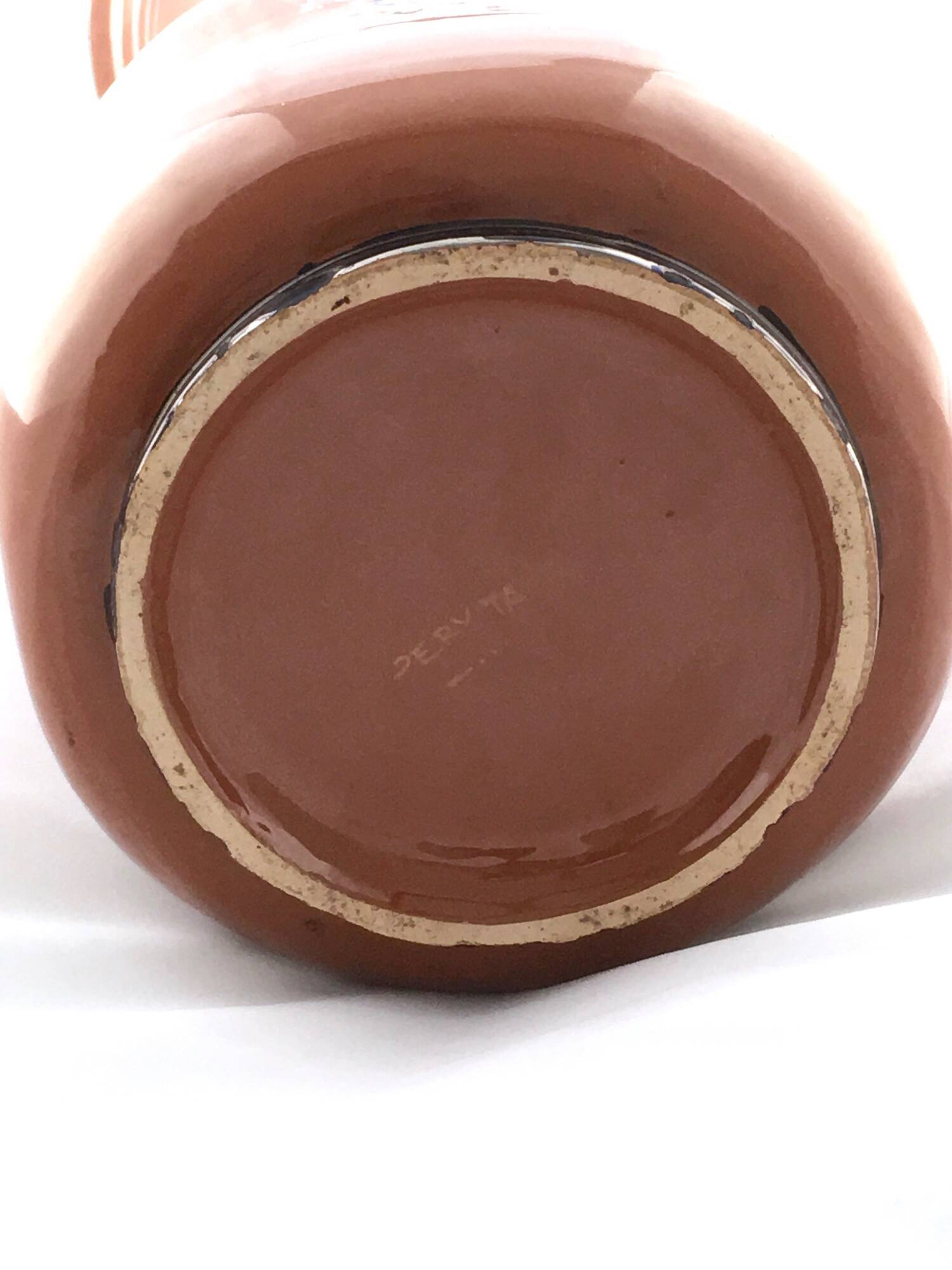 Brown Lacquered and Hand Painted Terracotta Deruta Amphora Vase, Italy