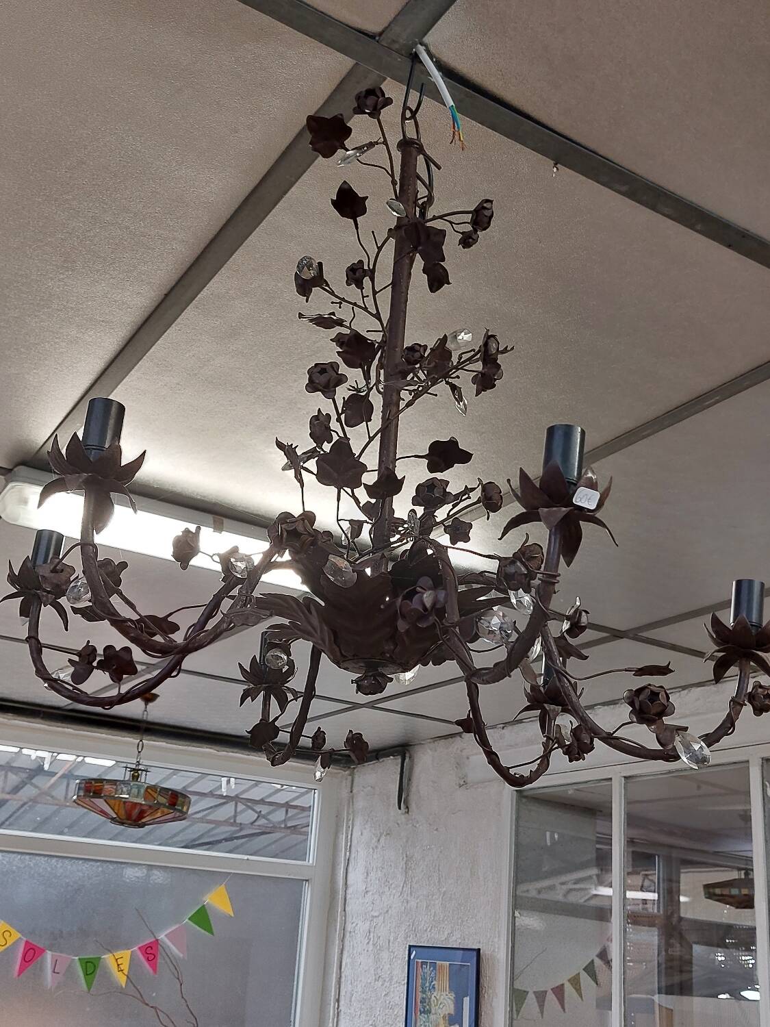 Black flower decor chandelier 6 lights