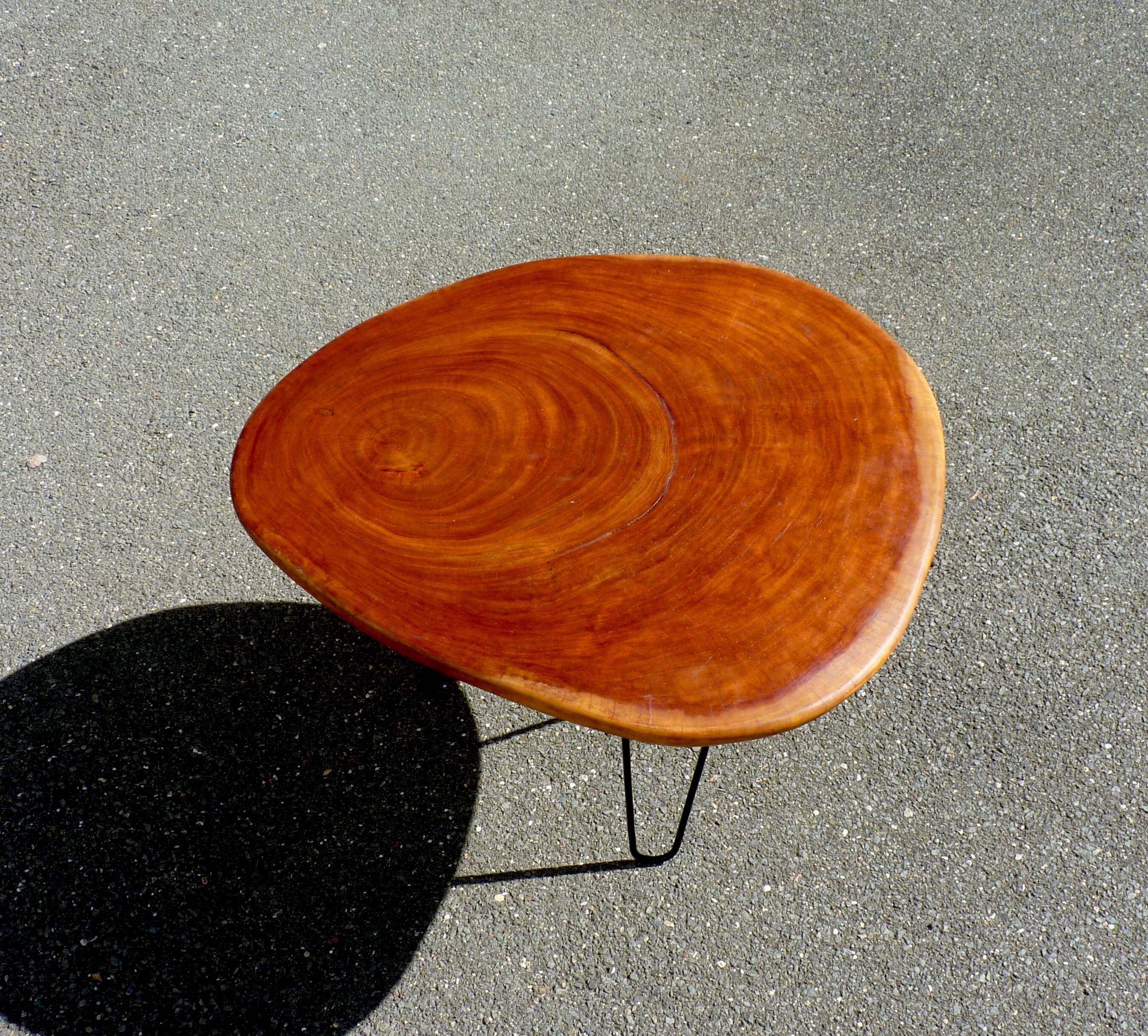 Table basse en bois de neem cuivré aspect coquillage