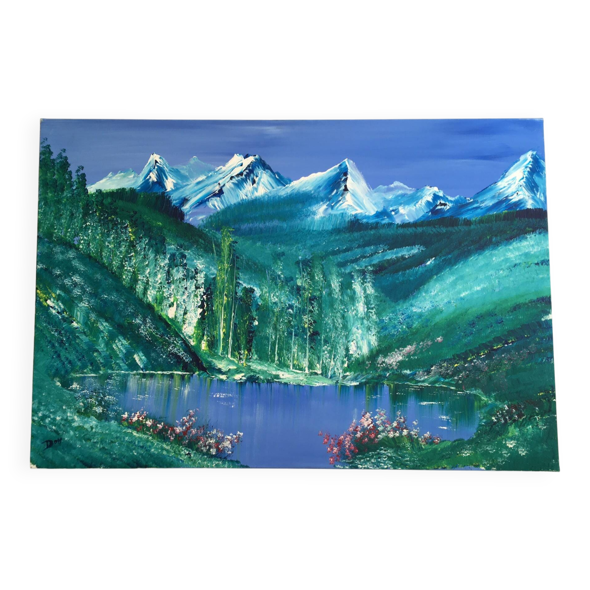 Large format painting by dominique bellet, performance artist