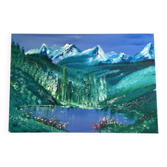 Large format painting by dominique bellet, performance artist