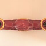 Double art deco lamp foot in bordeaux and gold ceramics