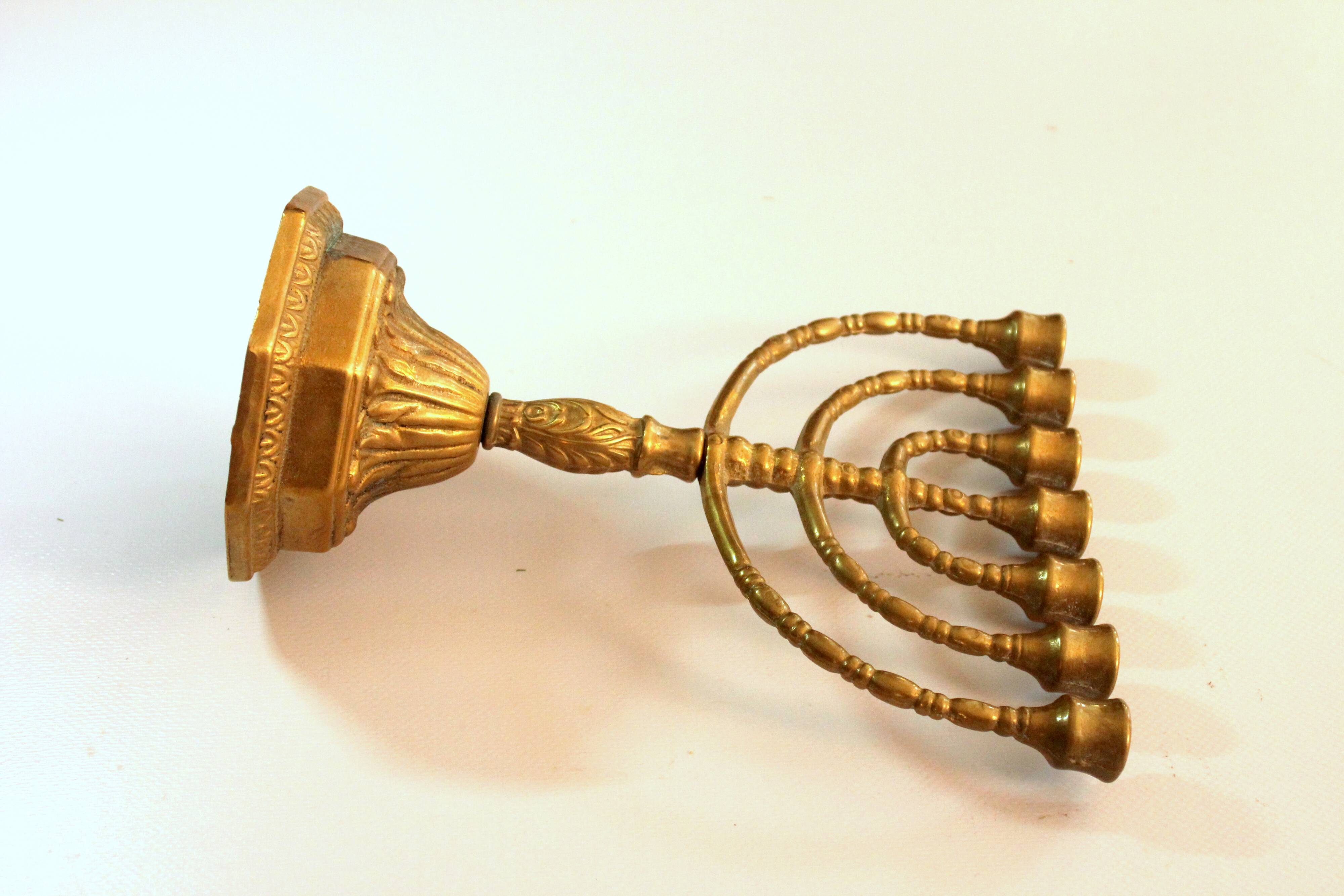 Brass menorah, brass candle holder, vintage