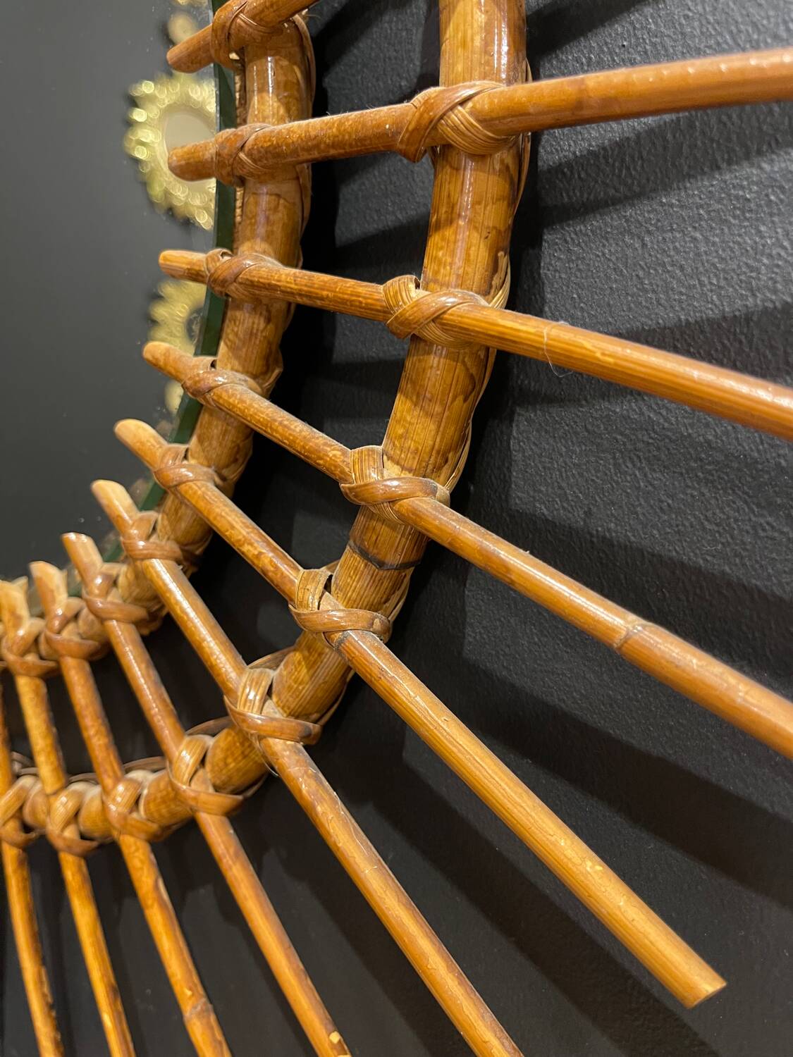 Rattan sun mirror 1960 55 cm