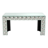 Console table en verre carreaux de miroir bombe argenté table d’entrée