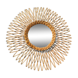 Miroir soleil en rotin