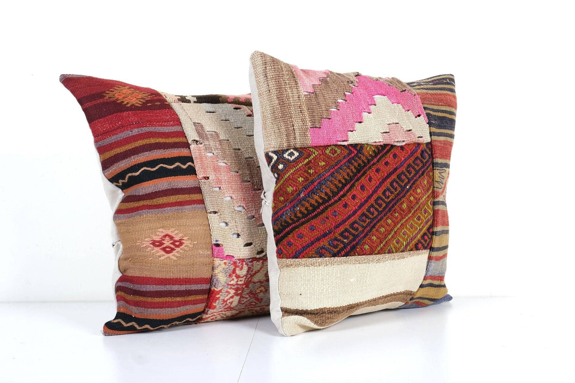 Set of 2 vintage kilim cushion covers 48x48 cm
