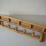 Wall coat rack 5 hooks bamboo shelf 65 cm deco entrance hall