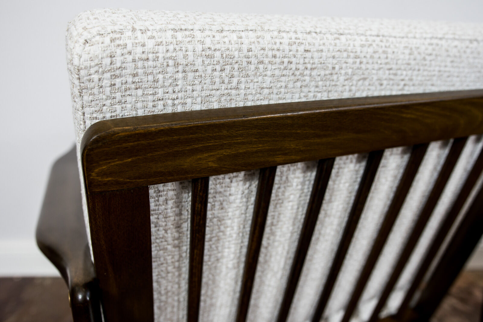Pair of Restored White Grey B-7522 armchairs by Zenon Bączyk, 1960’s