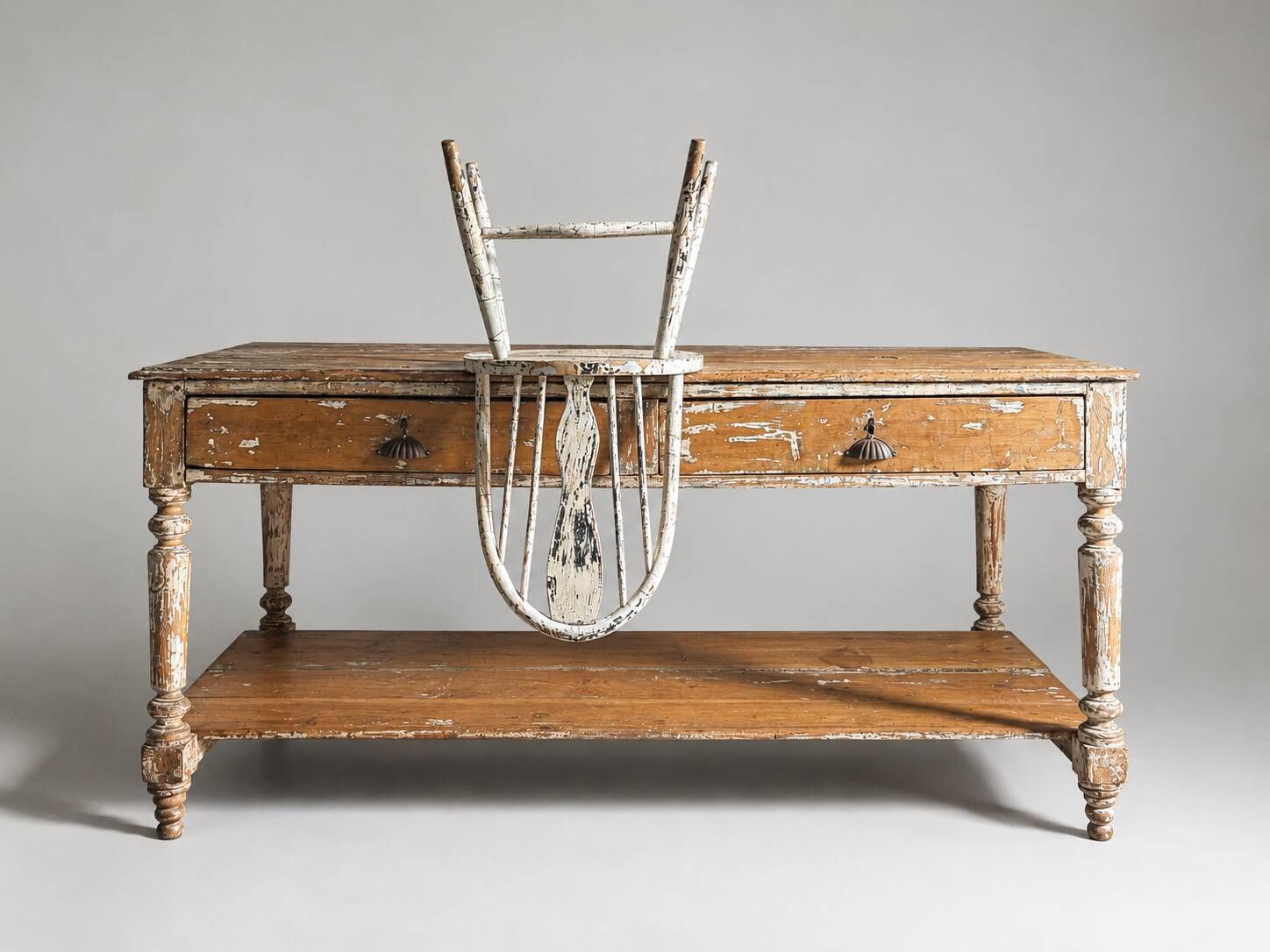 Antique wooden draper's counter