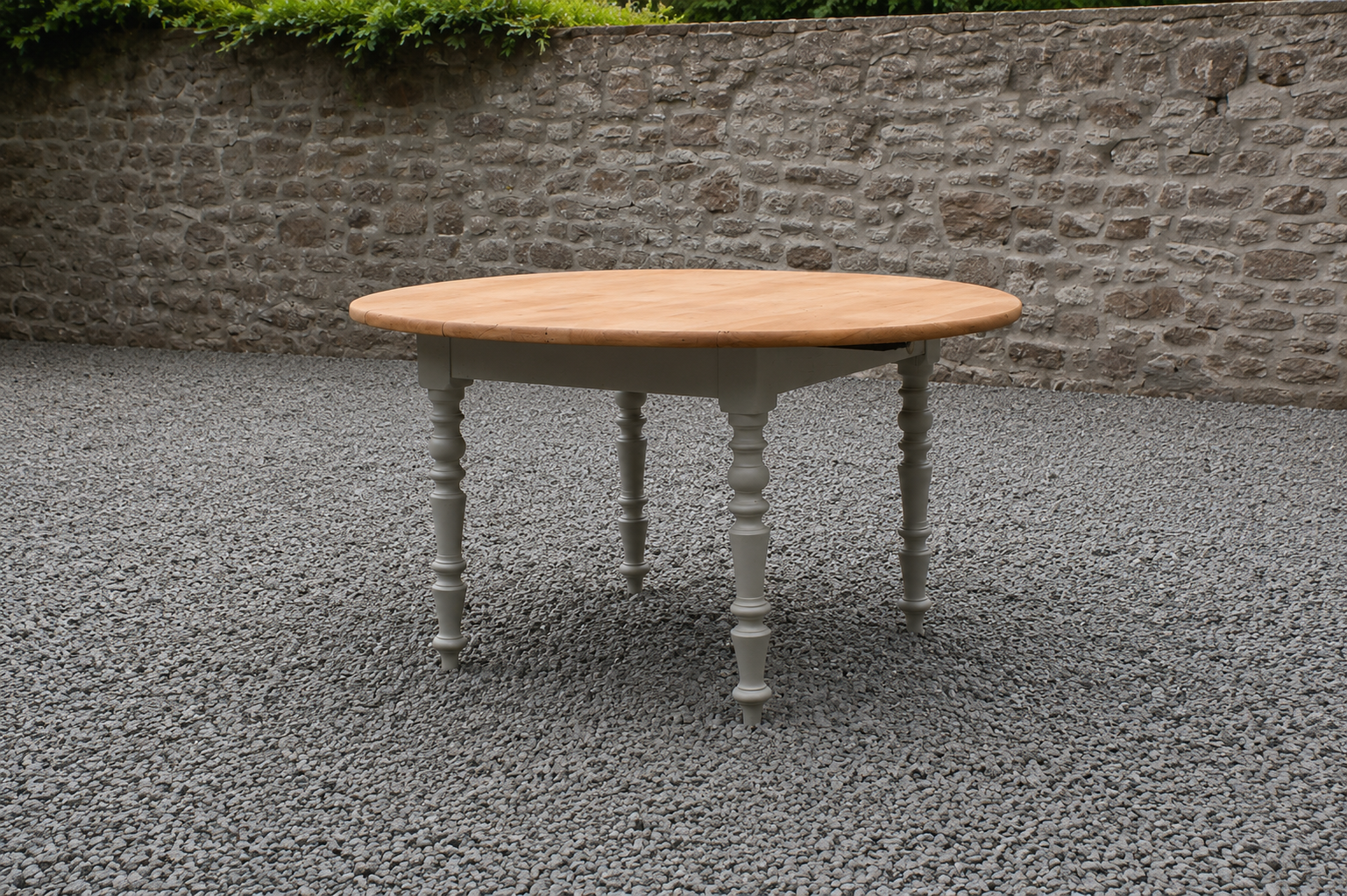 Table de ferme ronde à volets en bois massif – Ø 130 cm