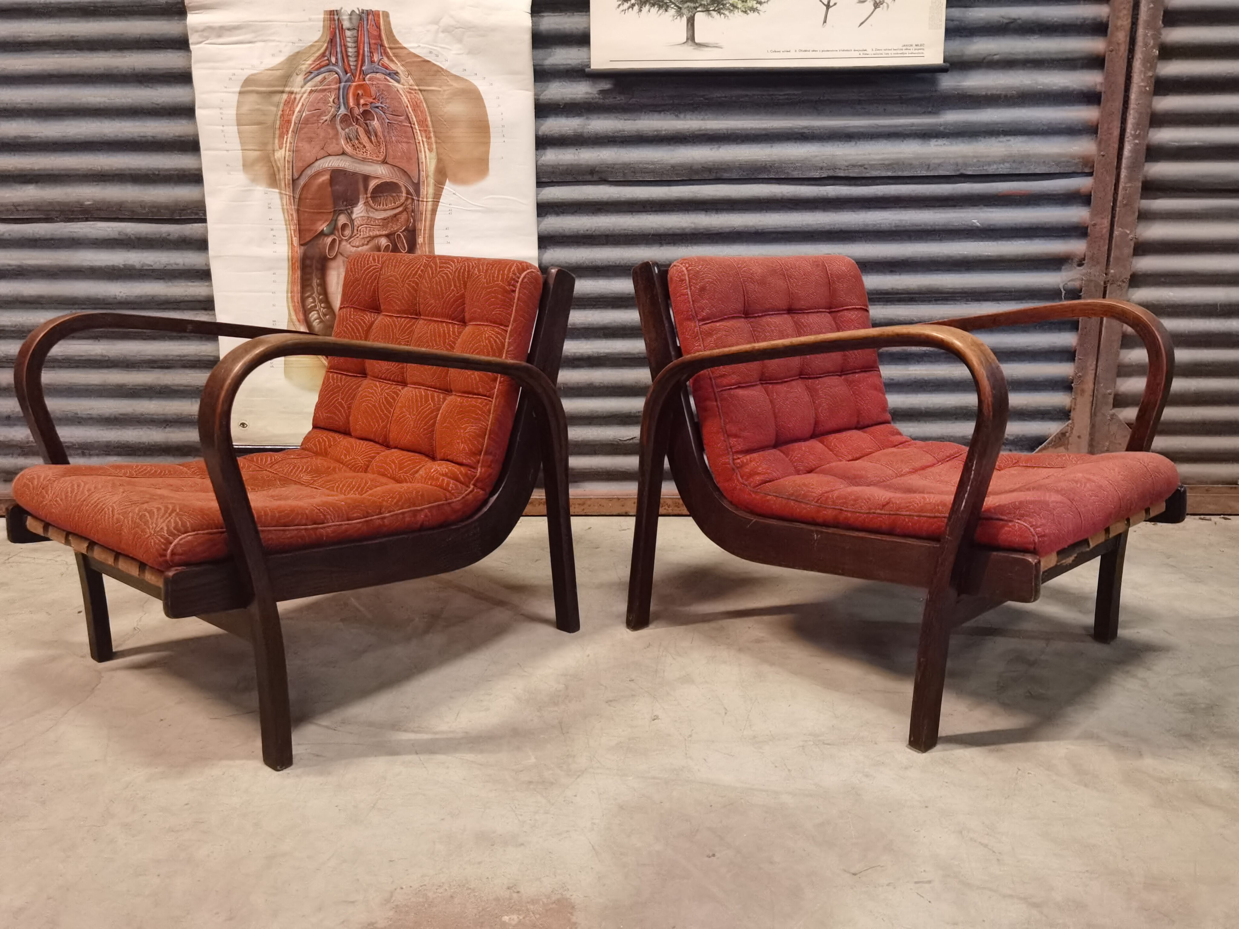 Pair of armchairs by Karel Kozelka and Antonin Kropacek
