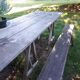 Vintage Guinguette table set with 2 benches